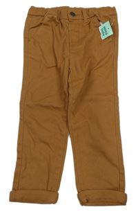 Nové - Hnedé plátenné chino nohavice so cute