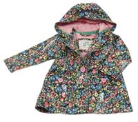 Tmavomodro-květovaná nepromokavá bunda s kapucí M&S