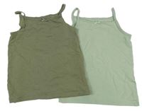 2x top - 2 x khaki + zelený top H&M