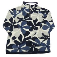 Bielo-modro-sivá fleecová mikina s kvetinami CRAGHOPPERS