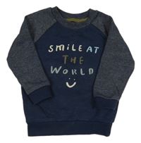 Tmavomodro-modrošedá mikina s nápisem Primark