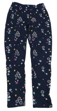 Tmavomodré tregíny s kvetinami KIDS