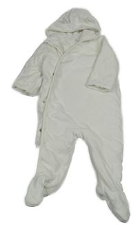 Bílá sametová lehce zateplená kombinéza s liškami a kapucí C&A