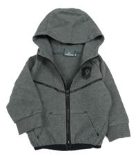 Sivo-čierna prepínaci mikina s logom a kapucňou