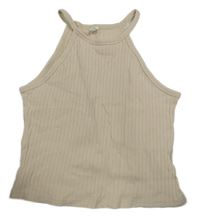 Béžový rebrovaný crop top Shein