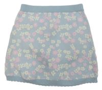 Světlemodro-biela kvetovaná pletená sukňa Primark