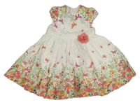 Bílo-květované šaty s motýly Mothercare