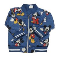 Tmavomodrý šusťákový zateplený bomber s Mickeym Disney