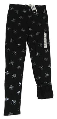 Nové - Čierne zateplené legíny s mašľami zn. Dunnes