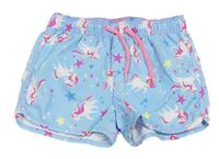 Světlemodré plážové kraťasy s jednorožci C&A