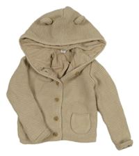 Béžový podšitý propínací svetr s kapucí M&S