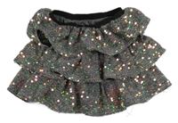 Černo-stříbrná flitrová vrstvená sukně Dunnes