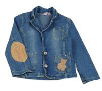 Modré rifľové sako s medvedíkom