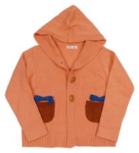 Korálový prepínaci sveter s vreckami a kapucňou Shein