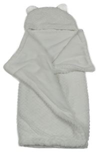 Bílá chlupatá zavinovací deka s kapucí