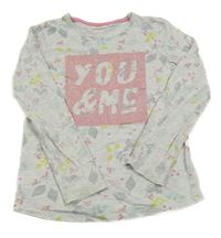 Sivé vzorované tričko s nápisom