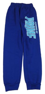 Safírové tepláky s nápisem 