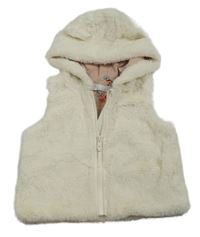 Krémová kožušinová podšitá vesta s kapucňou M&S