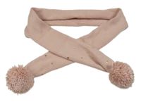 Světlerůžová pletená šála s bambulemi a hvězdičkou 