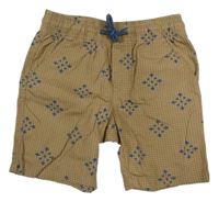 Hnedé bodkovaná é plátenné kraťasy s potlačou Lupilu