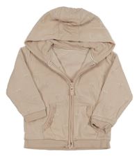 Světlerůžová propínací mikina s kytičkami a kapucí George