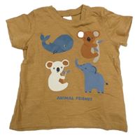 Hnedé tričko so zvířaty H&M