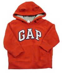Červená fleecová mikina s kapucí GAP