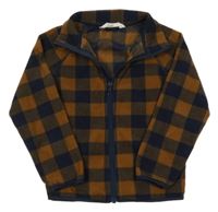 Tmavomodro-hnedá kockovaná fleecová prepínaci mikina H&M