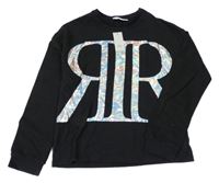 Nové - Čierna mikina s metalickým potlačou River Island