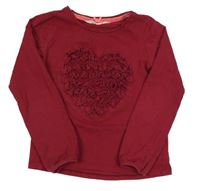 Červené tričko so srdíčkem z volánků H&M