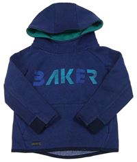 Tmavomordro-čierna melírovaná mikina s nápisom a kapucňou Ted Baker