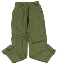 Khaki plátenné cuff nohavice H&M