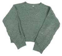 Světlekhaki ažurový crop sveter Yigga