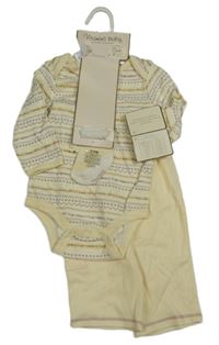 Nové - 3set - smotanové body so vzorem + tepláky + ponožky Vitamins baby