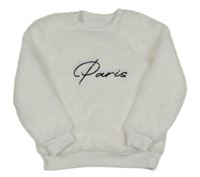 Biela chlpatá mikina s nápisem Threadgirls