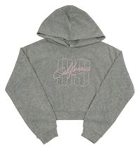 Sivý crop sveter s nápisom a kapucňou Matalan