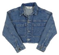 Modrá rilfová crop bunda H&M