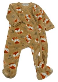 Béžový chlupatý overal s liškami Ergee