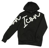 Černá mikina s nápisem a kapucí 