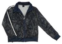 Tmavomodro-sivá vzorovaná športová prepínaci mikina