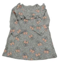 Šedé melírované úpletové šaty s Minnií a volánky George