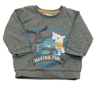 Sivá mikina so zvieratkami Pepco