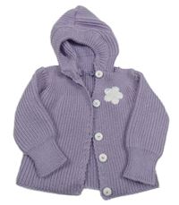 Levandulový prepínaci sveter s květem a kapucňou