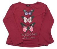 Tmavoružové tričko s motýly Page one young