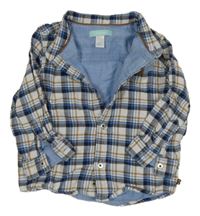 Bílo-modro-béžová kostkovaná podšitá košile Obaibi