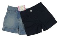 2x - Tmavomodré plátěné + světlemodré riflové kraťasy Impidimpi 