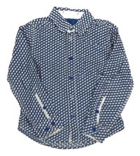 Modro-sivo-biela vzorovaná košeľa