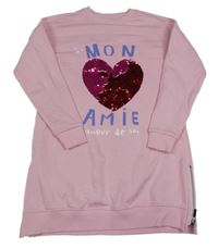 Světlerůžové teplákové šaty se srdíčkem z flitrů George