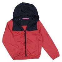 Růžovo-tmavomodrá šusťáková funkční větrovka s kapucí Crane