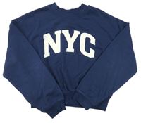 Tmavomodrá oversize mikina s nápisom H&M